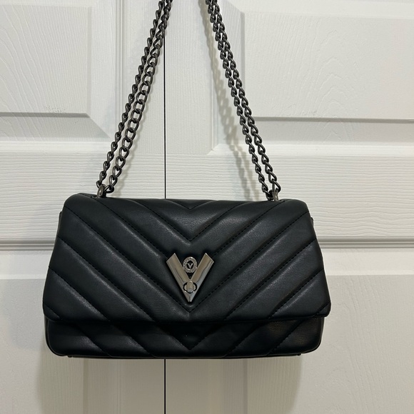 VALENTINO ORLANDI Black Quilted Bag Purse Metal Chain Shoulder Strap MSRP $279 - Picture 3 of 9